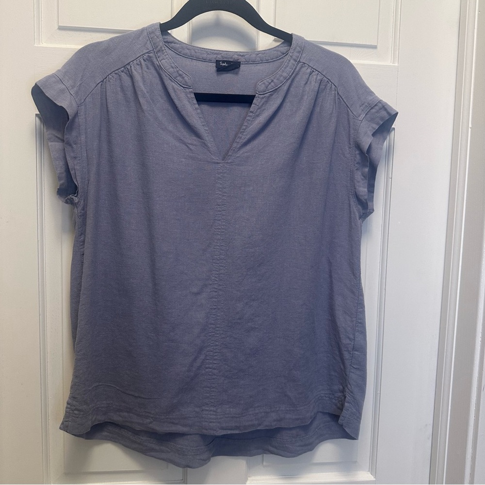 Splendid Light Blue‎ Linen Blend Blouse